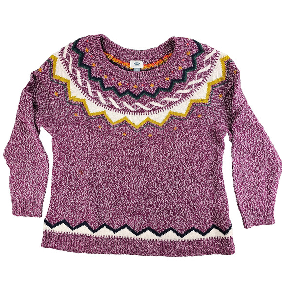 Fair Isle Knit Ski Sweater Old Navy Women Plus Size XXL Pullover Purple Multi - Picture 1 of 12